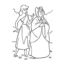 Fairy Godmother and Cinderella Coloring Pages