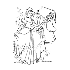 Cinderella and Fairy Godmother With The Wand Coloring Pages