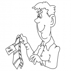 Father Receiving A Tie Coloring Page