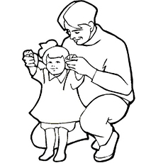 Coloring Page of Father and Daughter