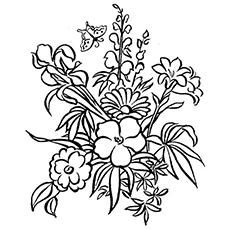 Spring flowers coloring page