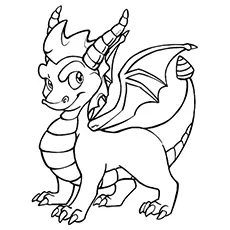 The friendly horned dragon coloring page