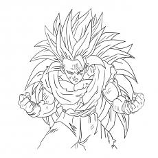 Goku transformado em Super Saiyajin 3 para colorir e imprimir