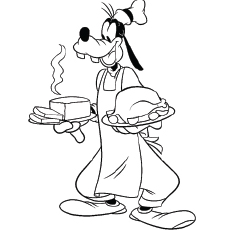 The Goofy the chef coloring page