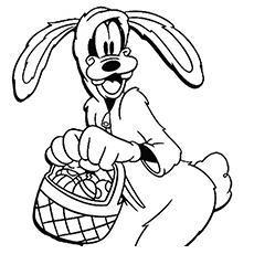 Disney Goofy with Easter Eggs coloring page