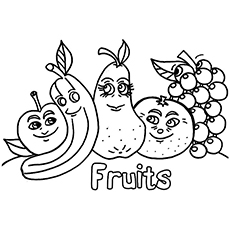Grapes And Other Fruits coloring page