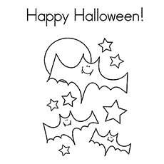 Happy Halloween Bat Coloring Page_image