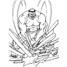 Hulk Breaking Woods in Anger Coloring Page