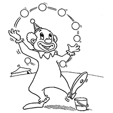 The juggling clown coloring page