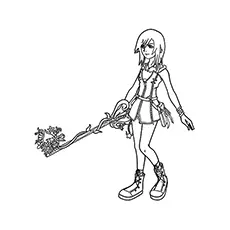 The kairi with her key blade Kingdom hearts coloring page