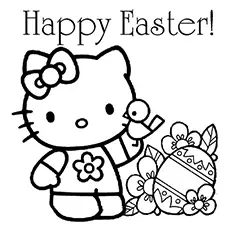 Kitty Wishing Happy Easter coloring page
