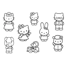 The kitty family coloring page