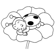 cartoon ladybugs and flowers coloring pages