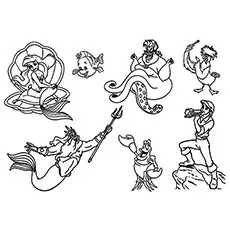 Little Mermaid Characters Coloring Page