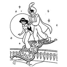 Printable Disney Characters Aladdin Princess And Magic Carpet Coloring Page 9