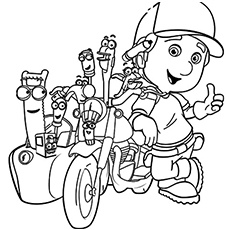 Handy manny at the construction coloring page