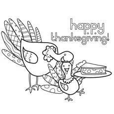 Mother turkey with offspring, Thanksgiving turkey coloring page