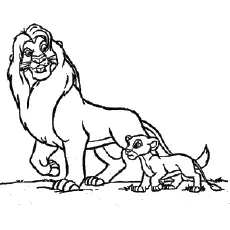 Coloring Pages of Mufasa Who is an Adult Male Lion 