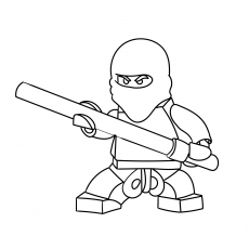 Ninja Warrior With Stick In Hand coloring page
