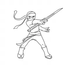 Ninja Warrior With Sword coloring page