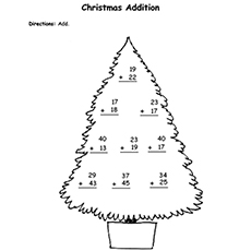 Numbers on a Christmas Tree to Add Coloring Page
