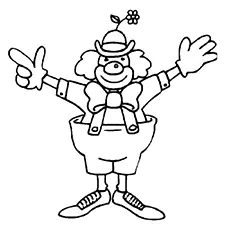 The ready to entertain funny clown coloring page