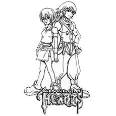 The Riku and Kairi Kingdom Hearts coloring page