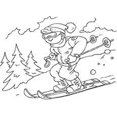 Skiing coloring page