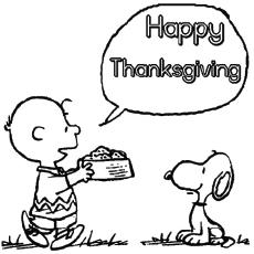 The snoopy Thanksgiving coloring page