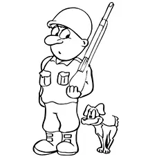 Soldier and His Dog Coloring Page