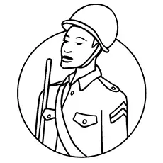 Soldier in Helmet Coloring Page_image