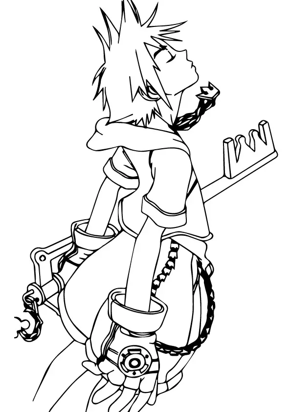 The-sora-with-his-key-blade-coloring-pages