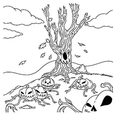 The spooky pumpkin patch coloring page