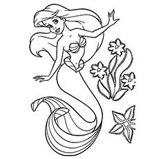 Mermaid Queen Ariel Swimming Dance Coloring Page