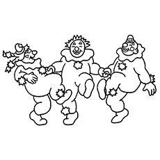 The three merry clowns coloring page