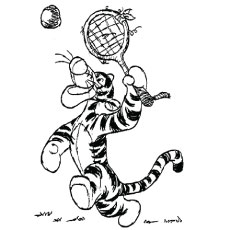 The Tigger playing badminton coloring page