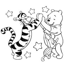 The Tigger with winnie and piglet coloring page
