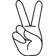 V Hand Sign of Peace Coloring Pages_image