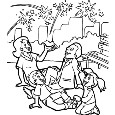 Watching fireworks together funny clown coloring page