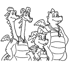 The Zak Wheezie Cassie and ord From Dragon Tales coloring page