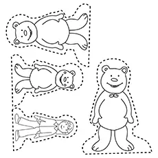 Three bears cut out, Goldilocks and the three bears coloring page