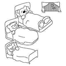 Three Bears Sleeping Coloring Page