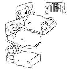 Three Bears Sleeping Coloring Page_image