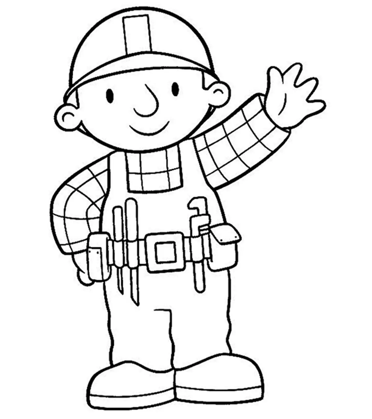 Black outline Bob the builder coloring page