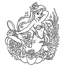 Mermaid Ariel Princess Coloring Page