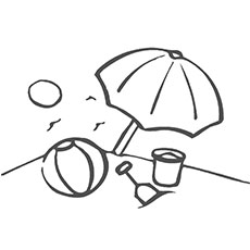 Ball on the Beach Coloring Page