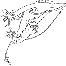 Coloring page of banana with monkey