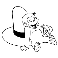 Banana with monkey hat coloring page