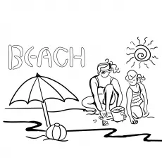 Couple Enjoying At Beach coloring page_image