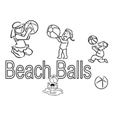Kids Playing with Beach Ball Coloring Page